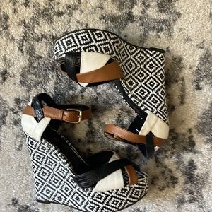 Aldo Black and Tan Wedges